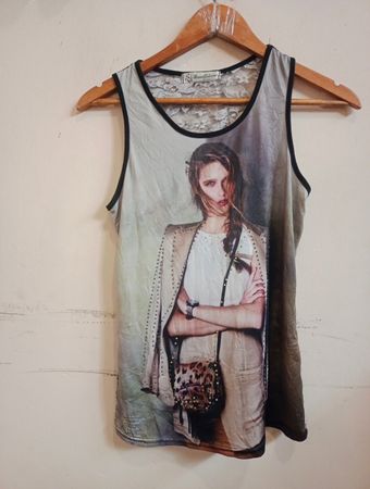 Beautifulcom Damen ärmelloses Tanktop mit Spitze und Grafikdruck