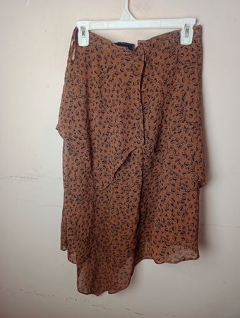 River Island Brauner Floralprint Asymmetrischer Midi-Rock