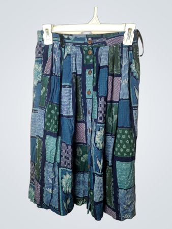 Maison Rock mit blauem Patchwork-Druck