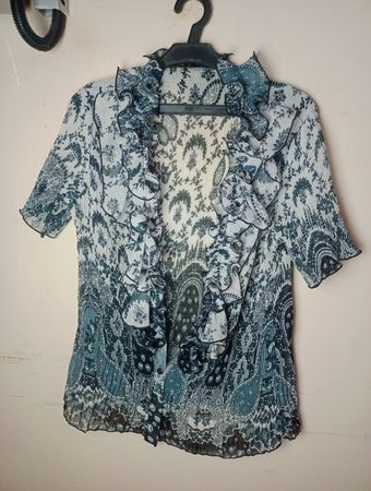 Durchsichtige Paisley-Print Rüschenshirt