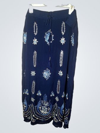 Rockmans Damen Blaue Bestickte Maxi-Rock