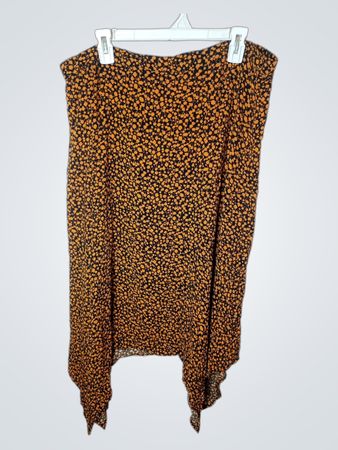 Anko Orange und Schwarzer Blumenmuster Midi Rock Größe 20