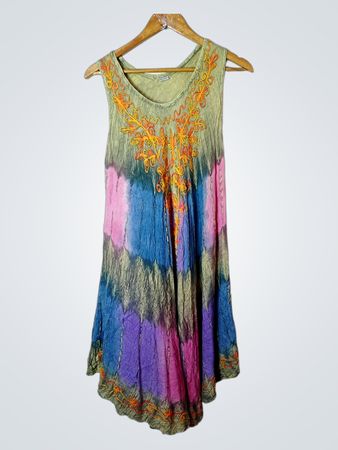Ärmelloses Tie-Dye-Kleid aus 100% Viskose