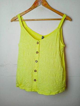 Jean Pascale Yellow Button Tank Top