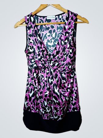 Star Couture ärmelloses Top mit Leopardenmuster und schwarzem Rand