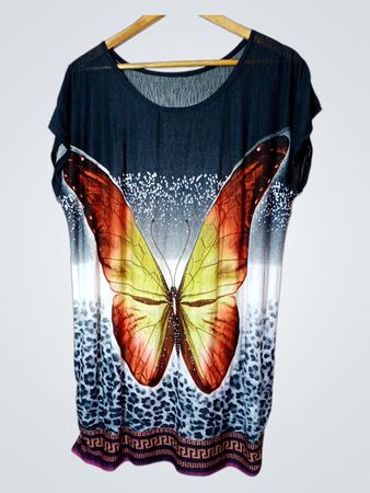Damen Tunika-Top mit Schmetterlingsdruck