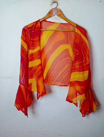 Transparente Kimono-Stil Jacke mit abstraktem Druck
