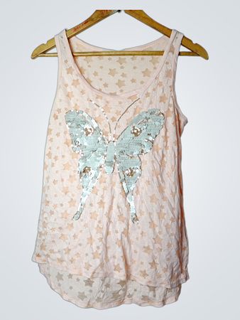 Rosa Tanktop mit Schmetterlings- und Sternmuster