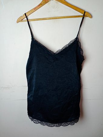 Tezenis Schwarzes Spitzenborte Cami Top