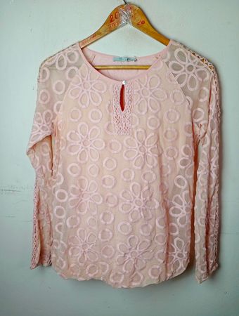 comma, CASUAL IDENTITY Pink Floral Embroidered Blouse Größe 36