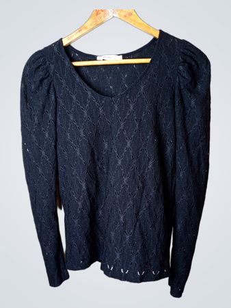Promod Schwarzes Puffärmel-Strickoberteil
