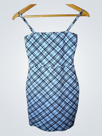 HEARTBREAK Blau Kariertes Minikleid