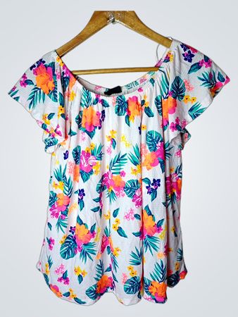 Jonina Damen Floral Print Off-the-Shoulder Top