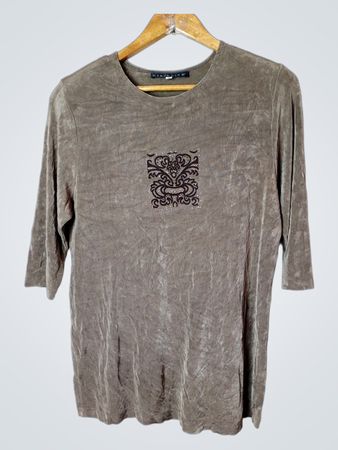 Citiknits Damen Brauner Verzierter Oberteil Größe M