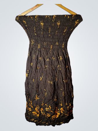 SASA Rüschenbraunes Kleid mit orangefarbenem Blumenmuster