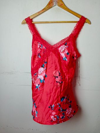 Splash Damen Rotes Blumendesign Spitzenbesatz Cami Top