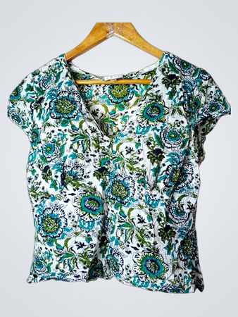 Anokhi für East Floral Print V-Ausschnitt Top Größe 14