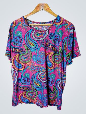Pink Paisley Print T-Shirt