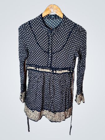 Sportsgirl Damen Dunkel Floral Druck Langarm Button Up Oberteil XS