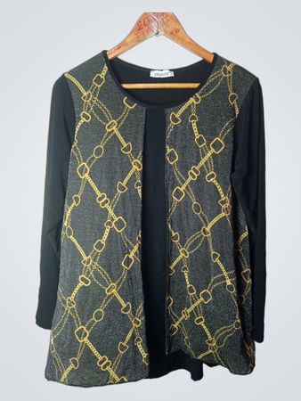 IMAGINI Damen Langarm-Top mit Kettenmuster