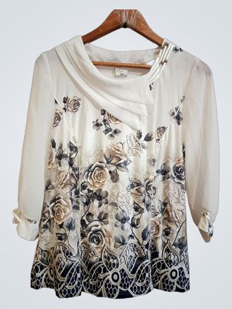 Darex Weiß Floral Druck Bluse XXL