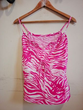 Spaghetti-Trägertop mit Pink- und weißen Zebra-Muster