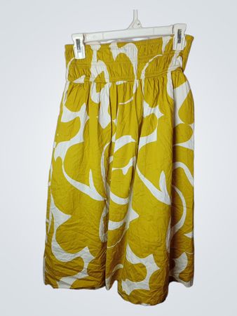 Ein neuer Tag Gelbe Blumenmuster Geraffte Taille Maxi-Rock