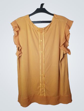 Orange geraffte Ärmel Bluse