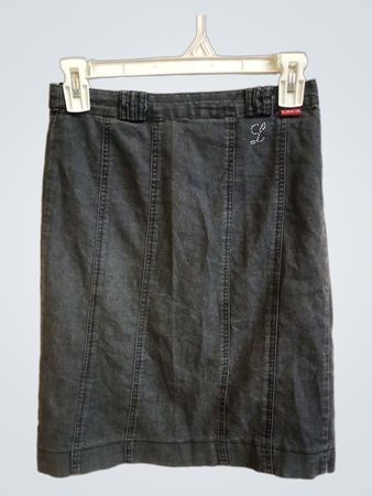 Lulu Damen grauer Denim Bleistiftrock