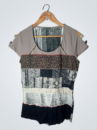 O.K.S Patchwork Print T-Shirt