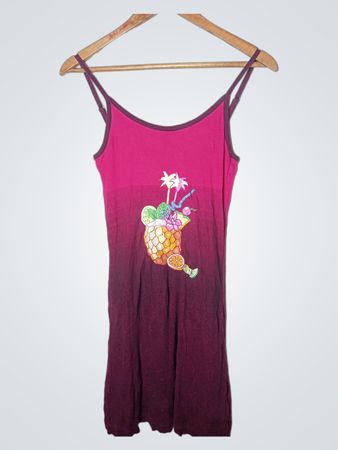 Rosa Ombre Spaghetti-Trägerkleid mit tropischem Cocktaildruck