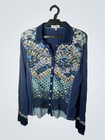Tinta Style Damen Blau Bedrucktes Langarmshirt