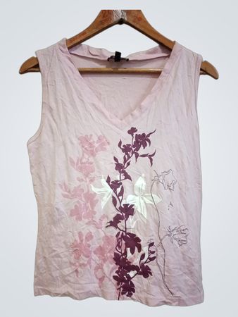 CECILIA CLASSICS Pink Floral Ärmelloses V-Neck Top