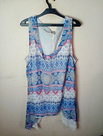 BOYSENS Damen Ärmelloses Blau Gemustertes Top