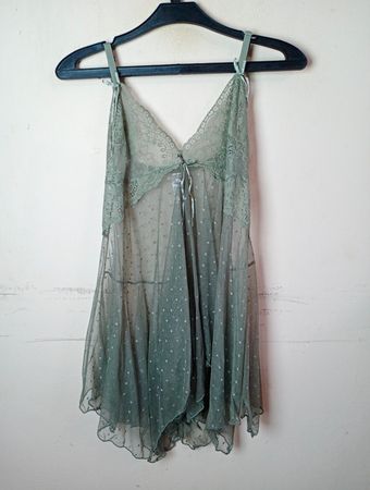 Babou Damen Grüner Polka-Dot Spitzen Babydoll Unterwäsche