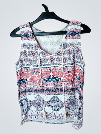 Ärmelloses Boho-Print-Top mit Quasten