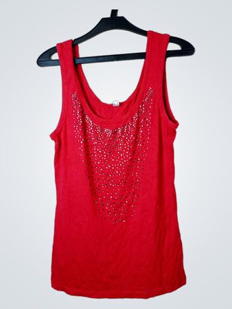 Rotes Tanktop mit Strassverzierung
