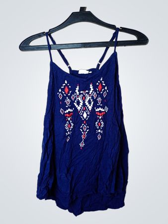 Blau besticktes Tanktop