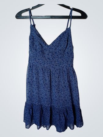 Hollister Blue Floral Print Ruffle Hem Dress