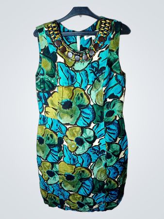 CLEMENTS RIBEIRO Portobello Floral Beaded Neckline Dress