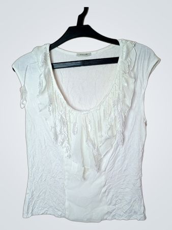Intimissimi Weißes Rüschenshirt mit Cap-Ärmeln