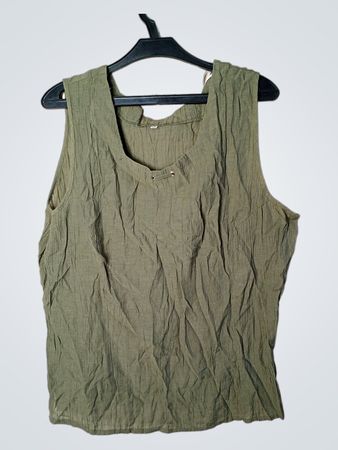 Olivegrünes Crinkle Tank Top XXL