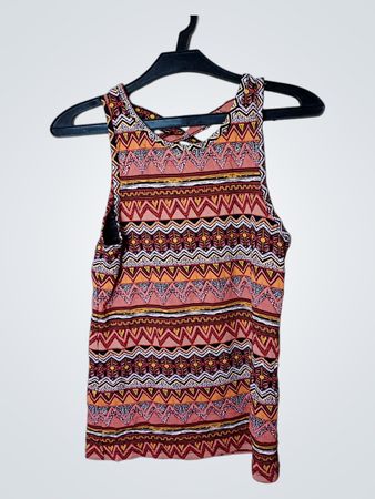 Chicwish Damen Ärmelloses geometrisches Druck Tanktop mit überkreuztem Rücken