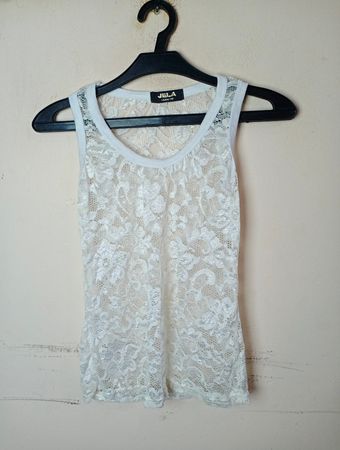 JELA LONDON Weißes Spitzen-Trägershirt