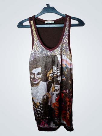 Fashion Elle Tanktop mit Pailletten und Grafikdruck