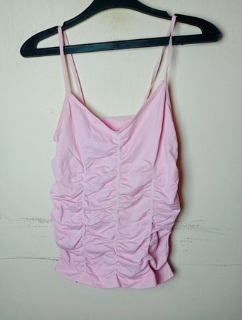 Rosa gerafftes Tanktop