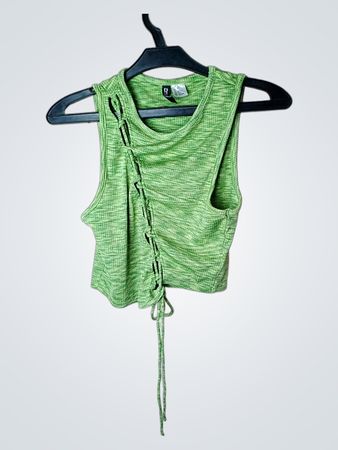 H&M Divided Grünes Rippenshirt mit Raffung