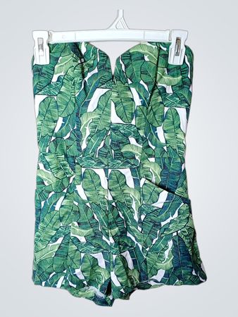 H&M Conscious trägerloser Overall mit Bananenblattmuster