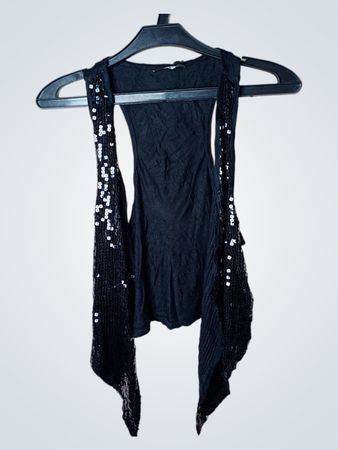Schwarzes ärmelloses Top mit Pailletten