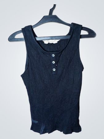 Schwarz geripptes Tanktop